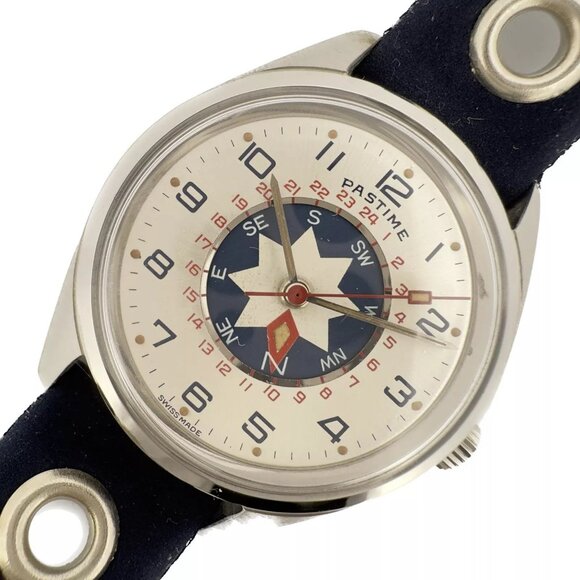 Vintage Pastime Revue Thommen GMT 24Hour Compass Men\'s Mechanical Wristwatch NOS main image 4